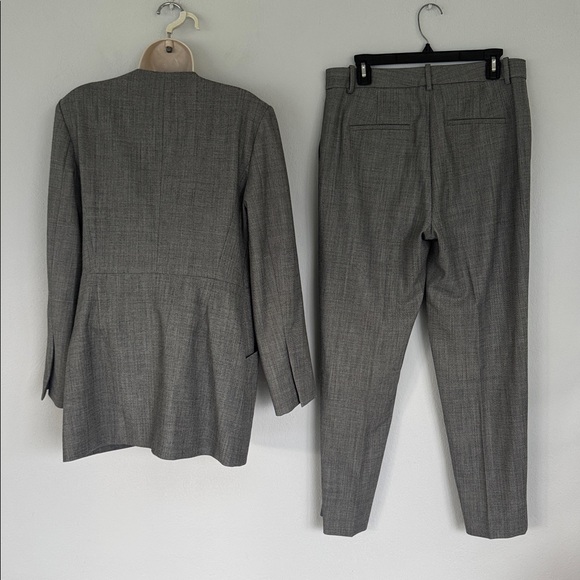 MM Lafleur gray wool stretch blend matching blazer pantsuit set size 8 - Picture 10 of 16
